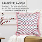 CPC Pink Sapphire Ruffle Throw Pillow Covers for Couch, 18x18 Inch Cotton Stripe Ruffle Couch Pillows for Living Room, Hidden 14 Inch Zipper Boho Pillow Case or Cute Outdoor Pillows - Image 4
