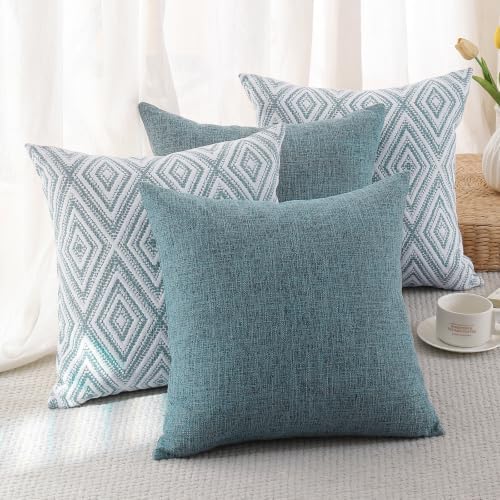 HPUK Throw Pillow Covers 20x20, Set of 4, Blue Textured Couch Pillow Covers - Image 7