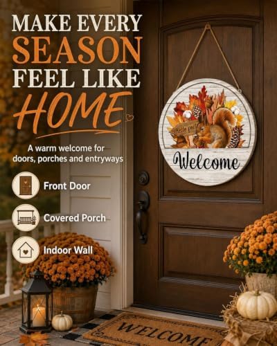 Interchangeable Door Sign 12 Inch Wood Welcome Decor 16 Magnetic Icons - Image 3