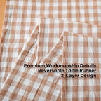 Taupe White Plaid Gingham Ruffle Table Runner Cabinet Cover 13"x108" - Image 5
