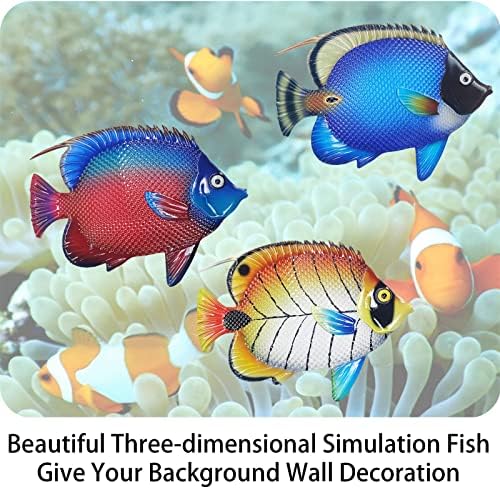 John's Studio Metal Fish Sea Wall Decor Outdoor Garden Hanging Art Sculptures Home Ocean Theme Decorations for Kitchen Bathroom and Pool - 3 PCS - Image 4