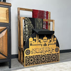Elegant Wooden Quran Holder & Prayer Mat Holder – Islamic Home Décor, Prayer Rug Organizer, Ramadan & Eid Gift, Decorative Wooden Islamic Accessories, Quran Display Holder for Mosque & Home Gold-Black - Image 4