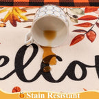 SHACOS Welcome Fall Orange and White Pumpkin Door Mat 32x48 Buffalo Plaid - Image 4