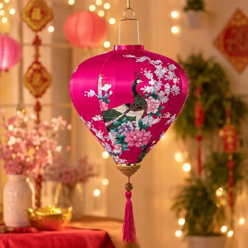 LUOZZY Chinese Hanging Lantern Diamond Paper Lantern Rose Red Home Decor - Image 5