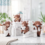 Simgoing 4 Pcs Farmhouse Highland Cow Bathroom Decor, Resin Cow Figurines - Image 3