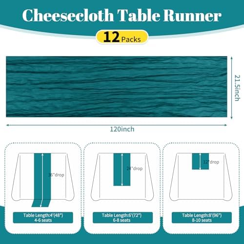 12 Pack Teal 10Ft Cheesecloth Table Runner - Image 2