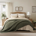EVERGRACEHOME Chunky Chenille Knit Throw Blanket, 108x92, Olive Green by EVERGRACE