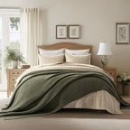 EVERGRACEHOME Chunky Chenille Knit Throw Blanket, 108x92, Olive Green by EVERGRACE