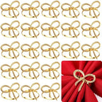 Bokon 50 Pcs Gold Napkin Rings Metal Napkin Holders Bulk, Bow Tie by Bokon