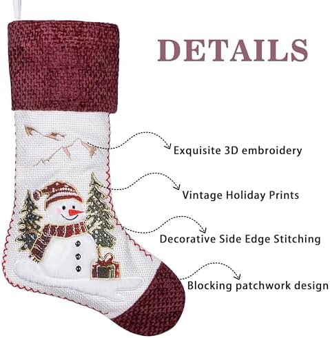 LUBOT New Christmas Stockings Set of 5 Pack 20" Large Rustic Traditional Holiday Fireplace Hanging Decorations Classic Plush Mantel Décor Xmas Soft Stocking Thick for Family - Image 3