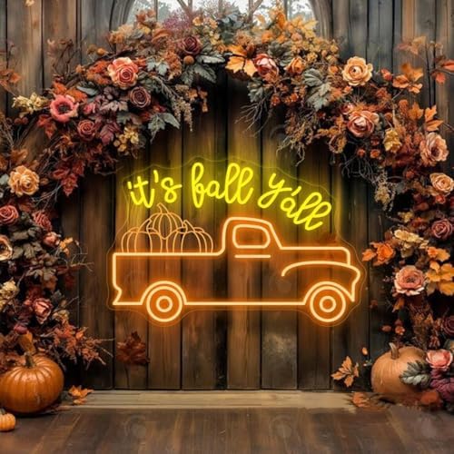 It’s Fall Y’all Pumpkin Truck LED Neon Sign, Dimmable Fall Home Decor Neon Light, Autumn Party Sign Farmhouse Harvest Welcome Door Wall Decor by Unknown