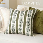 DOMVITUS Floral Throw Pillow Covers 24x24 Inch Set of 2, Block Print Decorative Pillow Covers Vintage Striped Neutral Farmhouse Boho Home Decor for Couch Sofa Bed Living Room, Green - Image 4