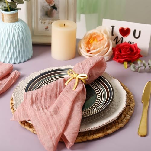 Matte Gold Bow Tie Napkin Rings Set of 24, Satin Gold Finish Napkin Rings - Image 4
