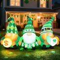 St Patricks Day Inflatables Outdoor Decorations, 6.4 FT Long St. Patrick's Gnomes Inflatable Decoration with LED Lights, Lucky Leprechaun Green Irish Blow Up Decor for Holiday Lawn Yard Garden Indoor by Frojuly
