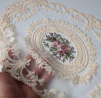 6Pack 15x21-in Large Beige Retro Lace Placemats, French Crochet Doilies, Handmade Embroidered Table Mats, Place Mats Cup Mat - Image 4