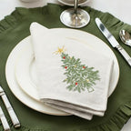 Newwiee Christmas Linen Napkin Set of 4 100% Linen Cloth 20 Inch by Newwiee