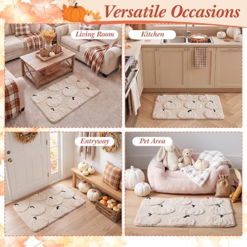 Capoda 1 Pcs Fall Bathroom Rug 20 x 30 Inch, Pumpkin, Beige - Image 5