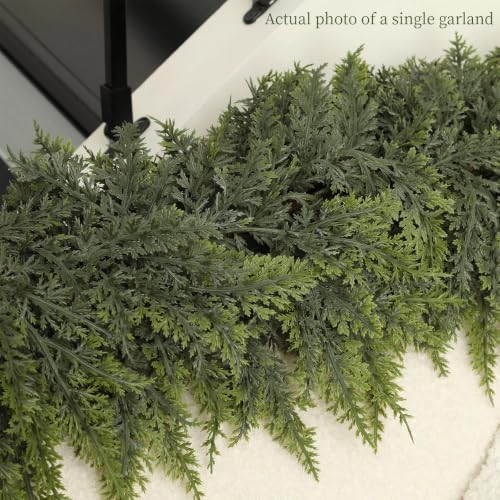 9FT Extra Full Christmas Cedar Garland Artificial Realistic Soft Thick Lush Cedar Pine Garland for Fireplace Mantel Stairs Indoor Outdoor - Image 5