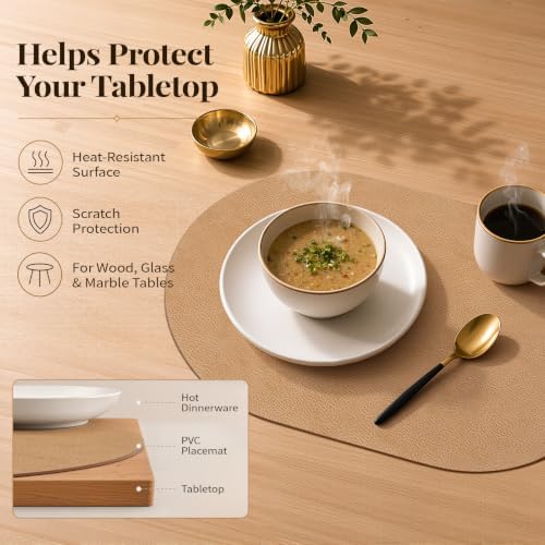 Homaxy Oval Heat Resistant Placemats Set of 8, Camel - Image 2