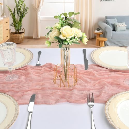 12 Pack 10Ft Blush Pink Cheesecloth Table Runner 23 x 120 Inch - Image 4