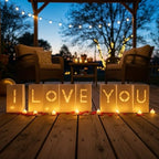 I Love You Light Up Letters Signs, Romantic Proposal Anniversary Valentines' Day Decorations with Luminary Paper Bags, 30 LED Tea Light Candles, Red Heart Balloons, Artificial Rose Petals - Image 4