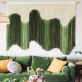 Macrame Wall Hanging Green Hand-Dyed Ombre Fiber Art Geometric 57"W*39"L by IOWER