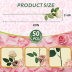 100 PCS Fake Champagne Roses, Artificial Champagne Flowers Bulk, Faux Roses - Image 2