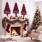 HunnmingRe 3 Pcs Large Macrame Christmas Tree Decor, Burgundy Red - Image 5
