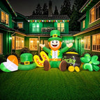 8FT St Patricks Day Inflatables Outdoor Decorations,Inflatable Leprechaun with Clover & Gold Coins Combo Blow Up Yard Decorations for Holiday Party Yard Lawn Garden - Image 6