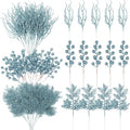 75 Pcs Christmas Glitter Tree Picks 3 Styles Berry Stems, Lake Blue by Craftsatin