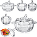 Mimorou 6 Pcs Glass Pumpkin Candy Jars with Lids, 3 Sizes Clear Bowls by Mimorou