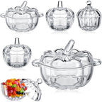 Mimorou 6 Pcs Glass Pumpkin Candy Jars with Lids, 3 Sizes Clear Bowls by Mimorou
