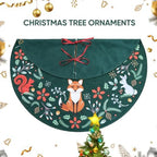 48 Inch Christmas Tree Skirt, Holly Green Woodland Animals - Image 4