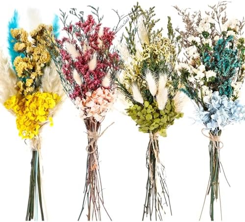 Layhit 4 Pack Large Size Boho Dried Flowers 15-17 Inch, Hydrangea by ShungLan
