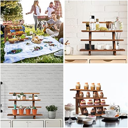 Manspdier Wooden Display Stand Wood Cupcake Stands Rustic Wood Risers - Image 4