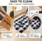 Fall Decor Doormat Combo Set, 100% Coco Coir Welcome Mat + 3' x 5' Black and White Plaid Rug - Fall Thanksgiving Front Porch Entryway Decor Floor Mat, Indoor Outdoors Autumn Mats Hello Pumpkin - Image 6