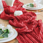 Cheesecloth Table Runner 10FT 12Pcs Red Boho Gauze Sheer Runners - Image 5