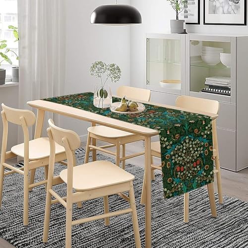 William Morris Style Botanical Table Runner for Table Decor, Art Rustic Flower Vintage Floral Printed for Kitchen Dining Room Living Room Farmhouse Party Office Holiday Decorate 13" x 120" - Image 7