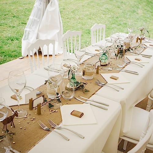 15 Pack Burlap Table Runners Bulk 12 x 71 Inch Rustic Jute Tablerunner Khaki Farmhouse Country Burlap Runners for Wedding Banquet Birthday Holiday Party Kitchen Dining Table Decorations(Tassel) - Image 5