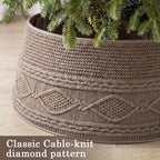 Foilswirl Knit Christmas Tree Collar Taupe Diamond Knitted Skirt 23-28in - Image 3
