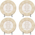 Sieral 4 Set Islamic Allah Gift Table Decoration Ceramic Ramadan Table Decoration Arabic Porcelain Plate with Stand for Display Inspirational Mubarak Plaque Allah Poem Design for Room Home Desk by Sieral