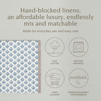 Over&Back Set of 4 Hand-Blocked Placemats - Colorful Dining Table Mat - Each Placemat is Unique - 100% Cotton - Machine Washable - Kitchen and Home Decor - Blue Blossom - Image 2