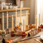 Hewory 12PCS Vintage Color Glass Taper Candle Holders for Table Centerpiece - Image 3