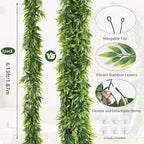 RECUTMS 3Pcs Artificial Bamboo Leaves Vine Fake Green Hanging Vine Plants - Image 2