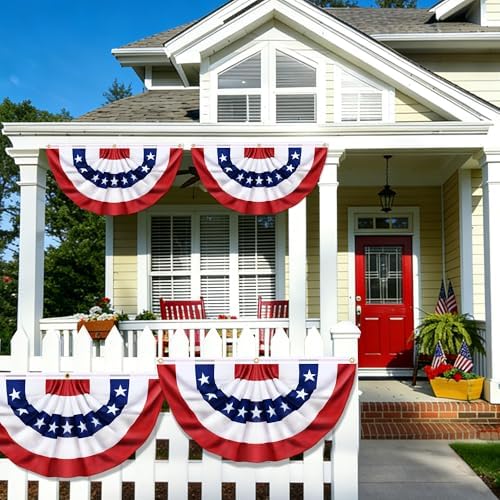 6 Pack 1.5x3 Ft USA Pleated Fan Flag, American Bunting Flag Patriotic Half Fan Banner 4th of July Decorations Outdoor Memorial Day Decor Fourth July Independence Day Outside Red White and Blue Decor - Image 5