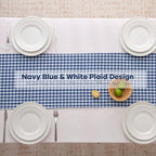 Navy Blue White Plaid Gingham Ruffle Table Runner Cabinet Cover 13"x108" - Image 4
