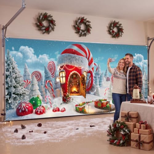 WovWeave Christmas Candy House Garage Door Cover Banner, 7 x 16 ft - Image 6