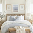 YCOLL Farmhouse Euro Sham Pillow Covers 26x26, Modern Throw Pillow Covers Set of 2, Light Blue and Beige Striped Patchwork Linen Decorative Cushion Covers for Bed Sofa Couch Living Room Home Decor - Image 4