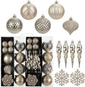 50PCS Christmas Tree Ornaments Set with Shatterproof Balls Icicle Snowflake Hanging Ornaments for Home Office Farmhouse Christmas Decorations, Champagne by Arborus