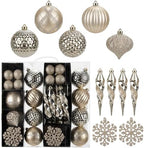 50PCS Christmas Tree Ornaments Set with Shatterproof Balls Icicle Snowflake Hanging Ornaments for Home Office Farmhouse Christmas Decorations, Champagne by Arborus